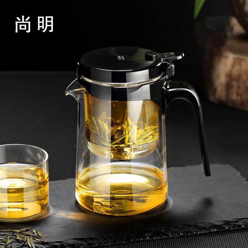 尚明家用全玻璃内胆飘逸杯冲茶器茶水分离泡茶壶简易红茶过滤泰儿