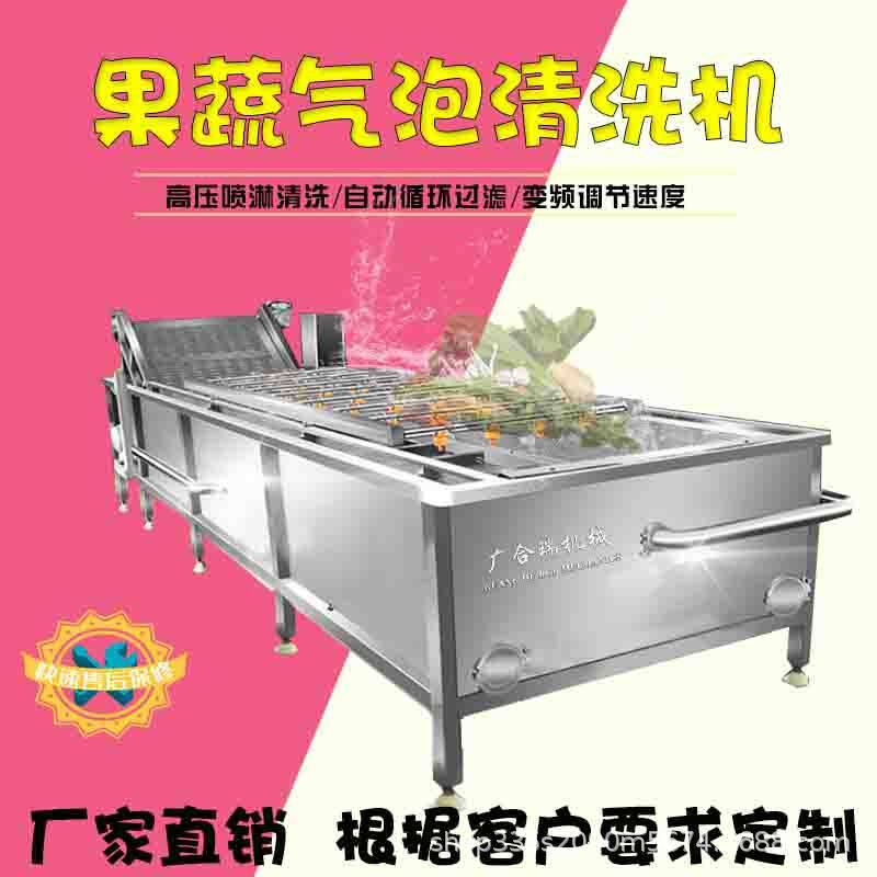 厂家供应果蔬油菜气泡清洗机多功能喷淋洗菜机净菜蔬菜加工设备
