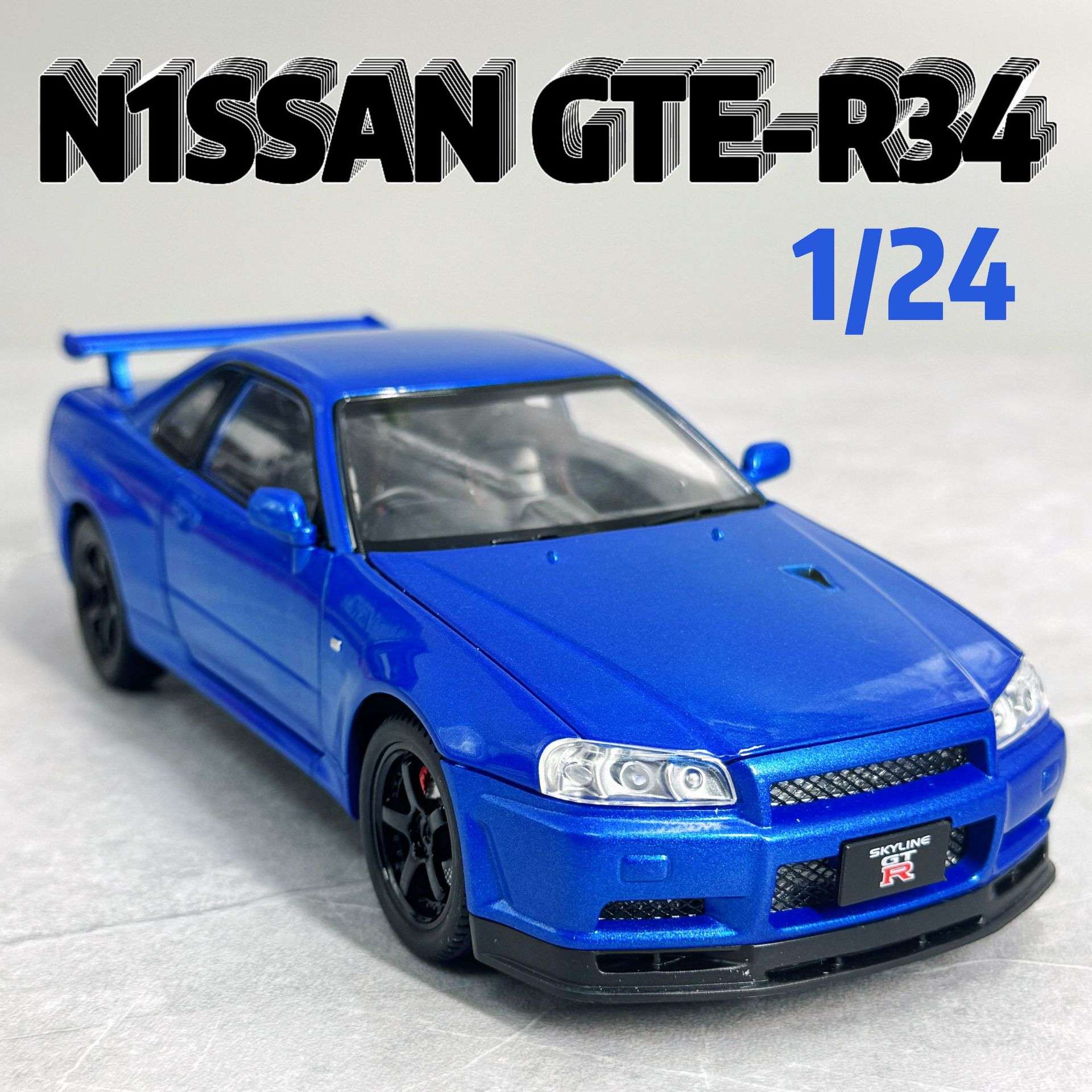 GTR34跑车合金车模1:24儿童男孩玩具车摆件仿真汽车模型