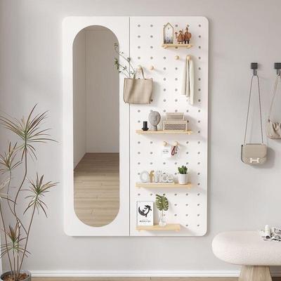 洞洞板穿衣镜一体家用卧室试衣镜玄关壁挂式全身镜挂墙衣帽架镜子