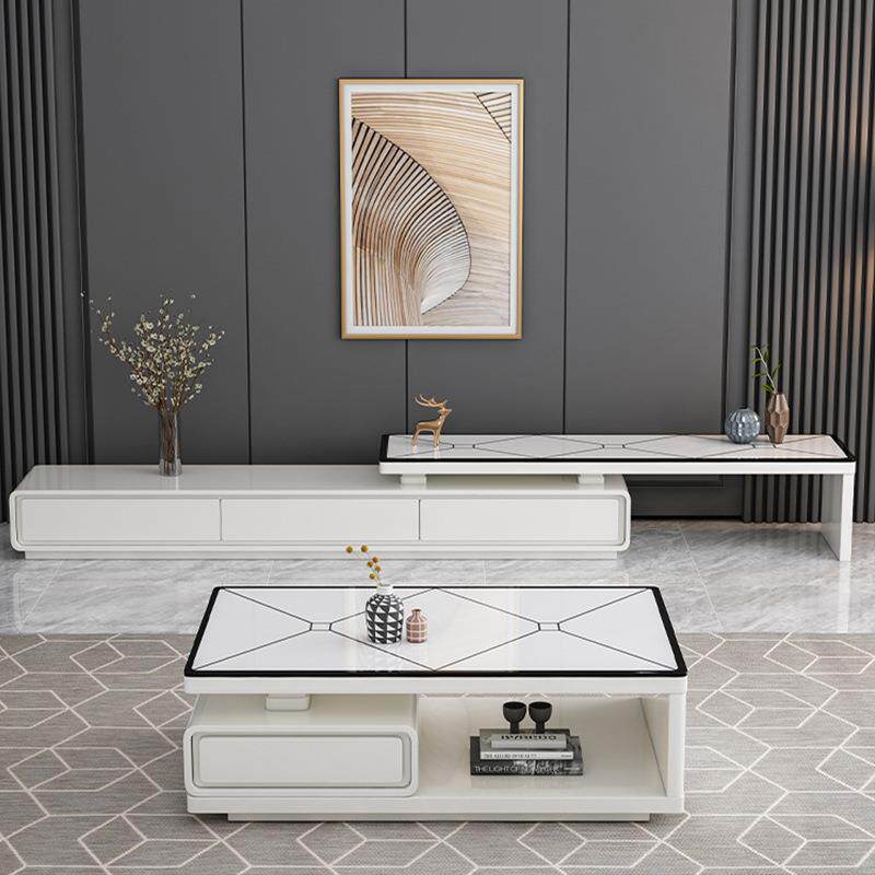 茶几现代简约小户型客厅家用可伸缩电视柜2024新款钢化玻璃茶几