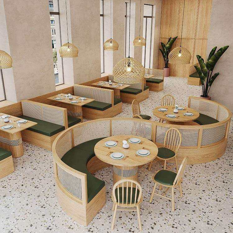 泰式餐厅音乐餐吧茶餐厅日料店烧烤店东南亚风编藤卡座沙发桌椅