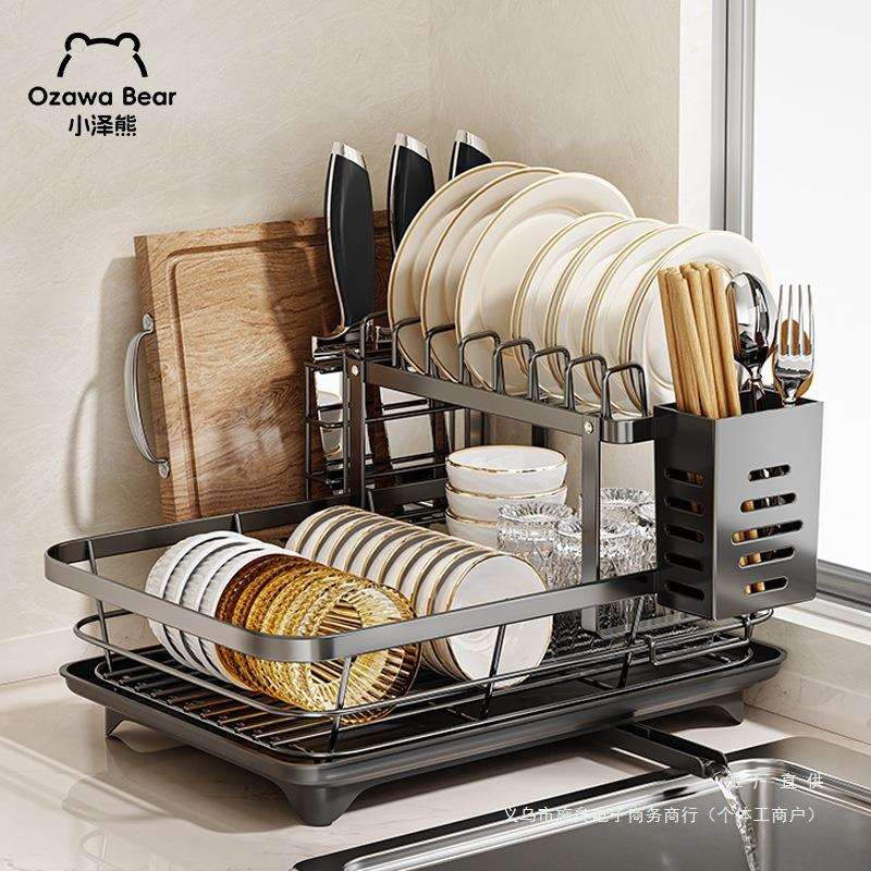 碗碟收纳架304不锈钢厨房置物架新款碗筷碗盘子水槽上碗架沥水架