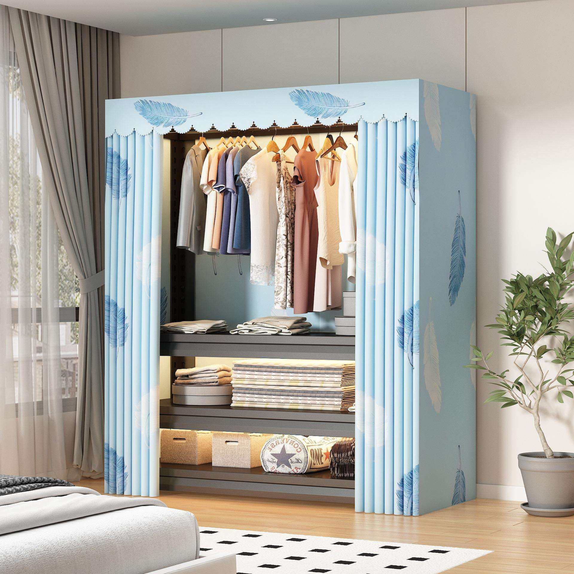 衣柜家用卧室简易布衣柜结实耐用出租房用小户型挂衣橱组装收纳柜