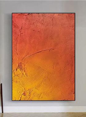 手绘油画橘色客厅装饰画抽象立体厚肌理玄关走廊过道壁画橙色渐变
