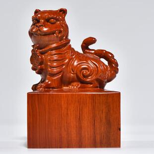 花梨木雕老虎印章生肖大号方形木质玉玺官印私印赠送刻字