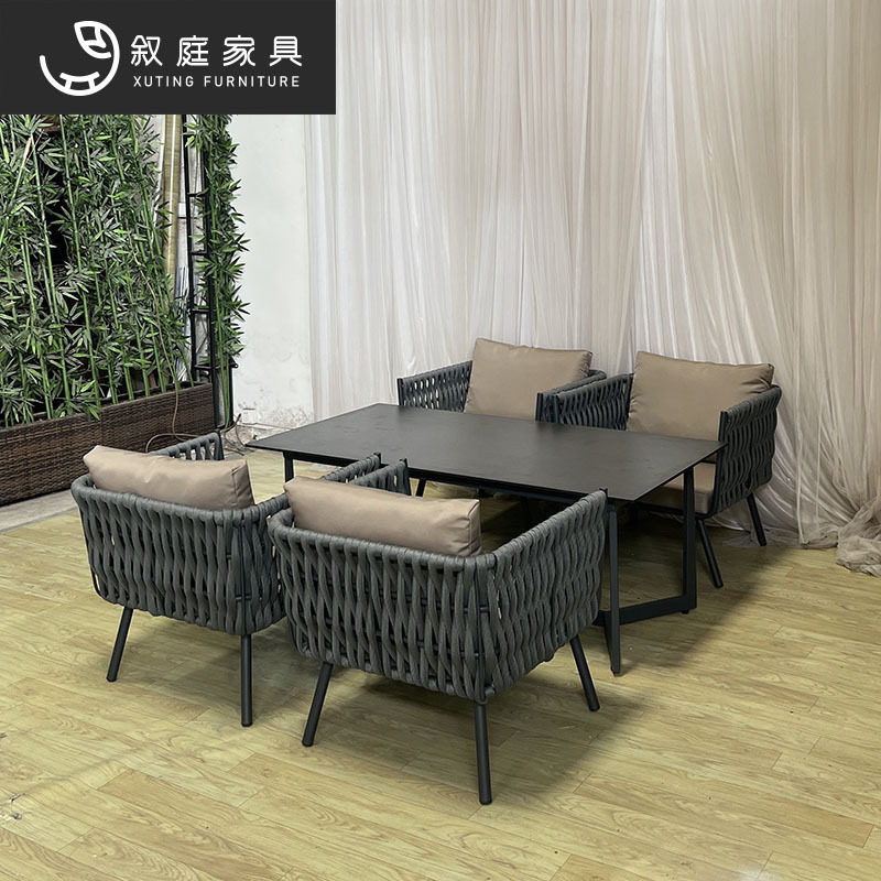 户外沙发北欧庭院别墅阳台茶几组合酒店露台室外防水防晒藤编桌椅