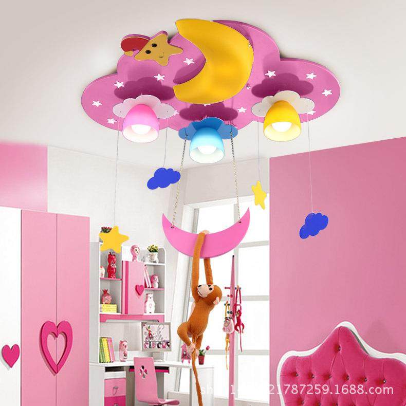 猴子木质吸顶吊灯现代时尚卡通灯护眼LED卧室灯幼儿园装饰灯具