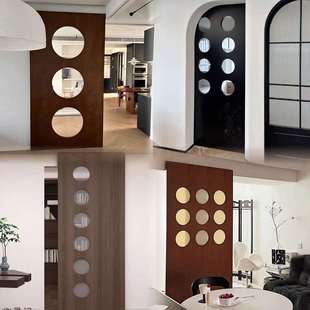 中古风隐形幽灵门厨房卫生间玻璃移动门推拉门无轨悬浮复古洞洞门