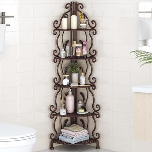 新款可折叠免安装铁艺浴室三角架置物架落地卫生间洗手间厨房收纳