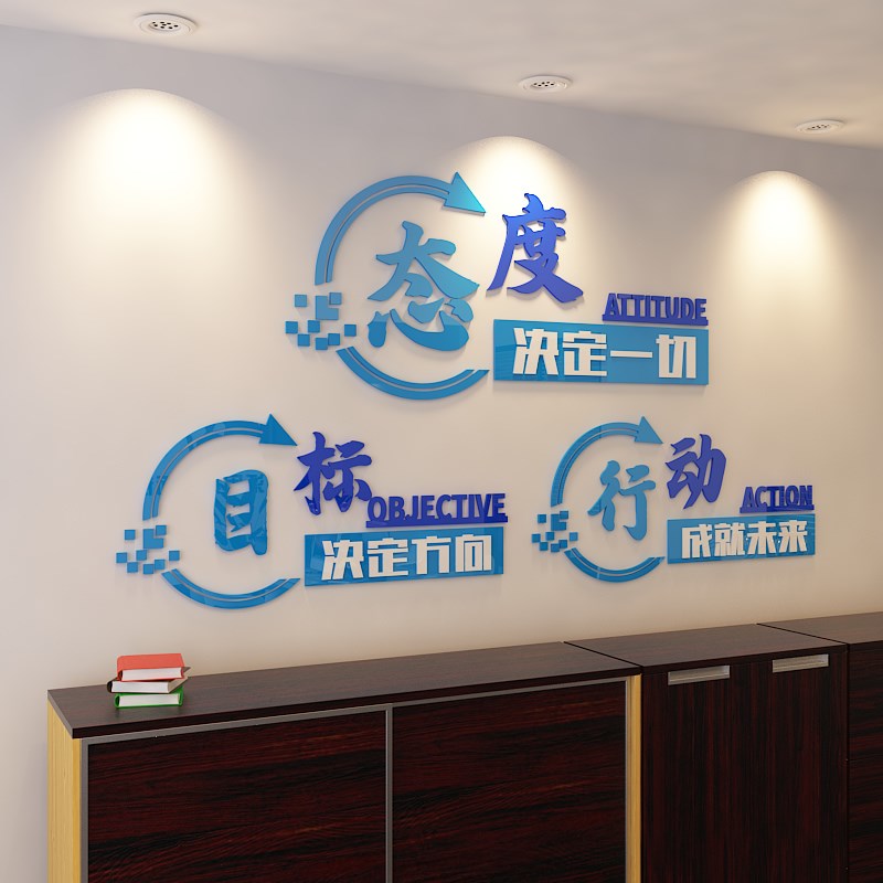 企业文化墙会议室布置公司背景墙团队办公室墙面装饰励志标语墙贴