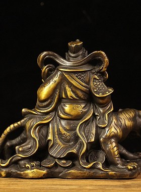 纯铜武财神赵公明神像摆件骑虎赵公明财神爷家居店铺装饰礼品摆设