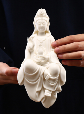 复古中式陶瓷工艺品白瓷观音菩萨自在观音佛像家用玄关供奉摆件品