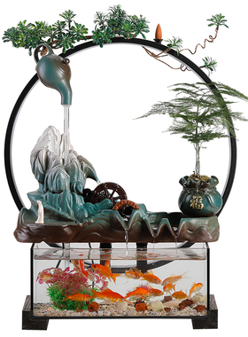 流水摆件循环水自带过滤鱼缸客厅办公室桌面中式装饰品家居电视柜