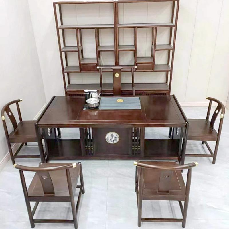 【折扣价】茶桌全套办台公茶实木泡茶桌一体泡功夫茶胶木茶桌椅组