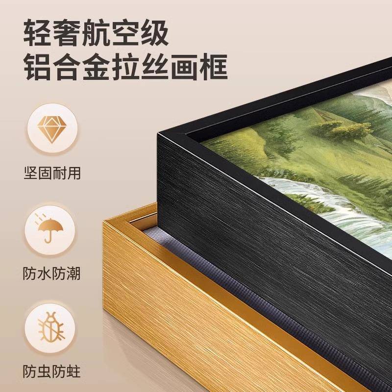 【折扣价】宝盆山水风背景客聚挂画新款沙发景厅墙装饰画大芬油画
