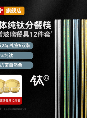 康宁高端纯钛筷子餐具套装抗菌防霉筷子轻奢高档一人一筷专用分餐