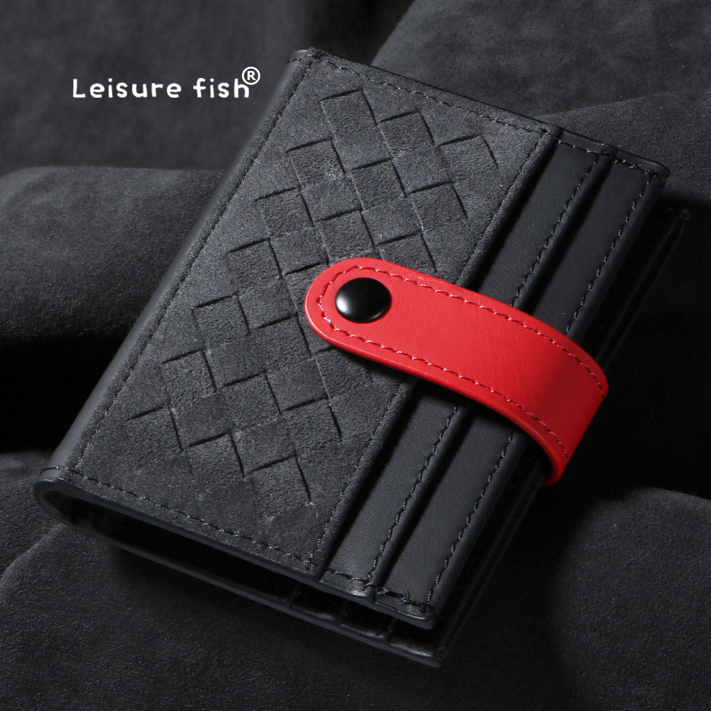 Leisurefish编织搭扣大容量卡包