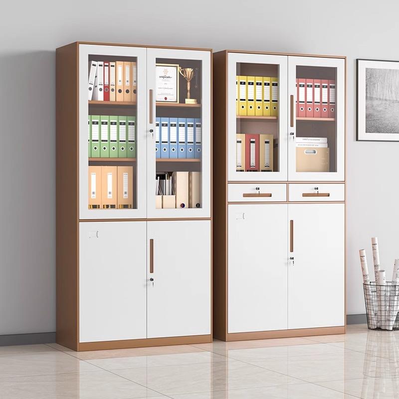 办公室窄边文件资料柜铁皮档案柜玻璃书柜抽屉矮柜多门钢制更衣柜