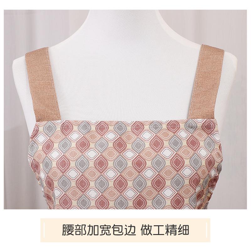 兔耳朵背带围裙防油污耐磨透气家用厨房围腰几何图案女士工作服