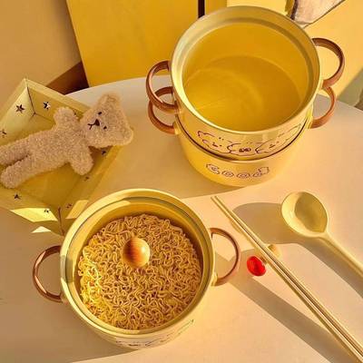 可爱陶瓷泡面碗带盖餐具学生宿舍大容量面碗个人专用双耳螺蛳粉碗