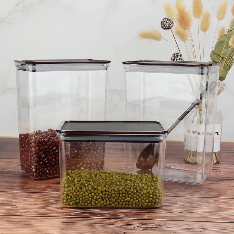 PC大号果粉盒 方形透明塑料罐咖啡豆罐方形塑料密封罐方形果粉盒