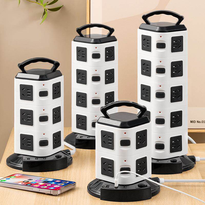 立式形桌面多功能u接s充电排插座带过载保护414转换器塔延长线b线
