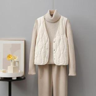 秋冬女士羽绒棉马甲轻薄贴身内胆V领坎肩内穿打底保暖短款背心