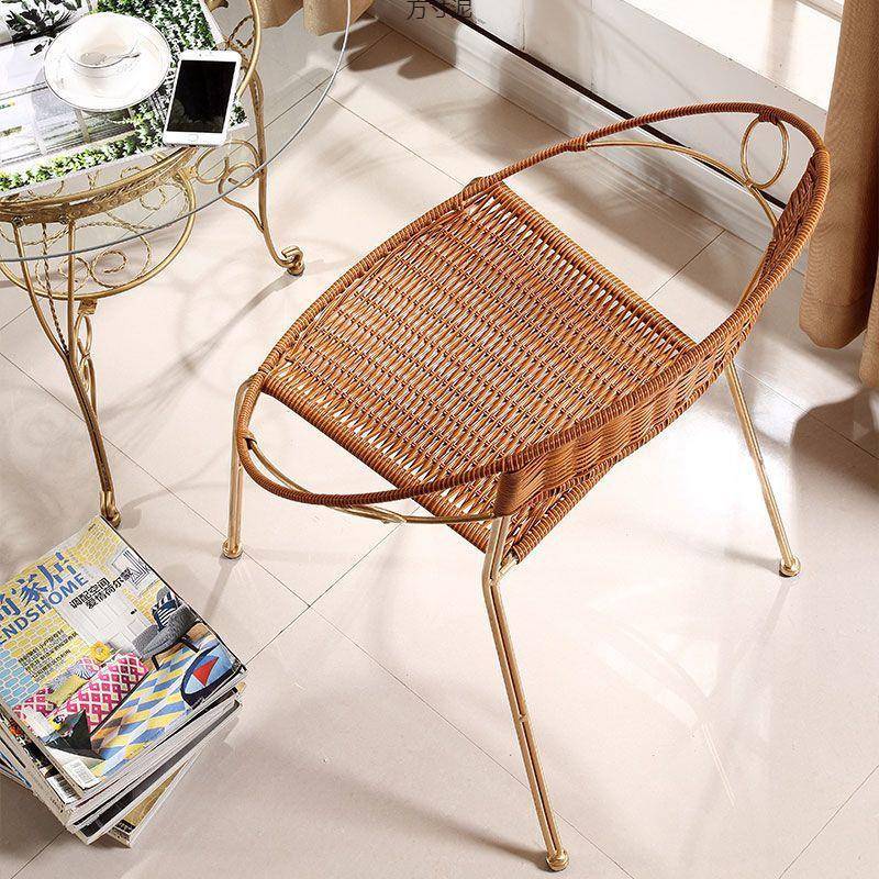 藤椅小藤椅子靠背椅户外儿童靠背椅时尚铁艺休闲喝茶椅成人小凳子