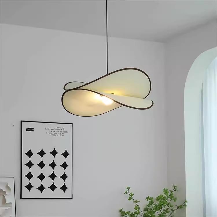 法式中古奶油风客厅灯复古侘寂风餐厅布艺灯日式南洋复古卧室吊灯