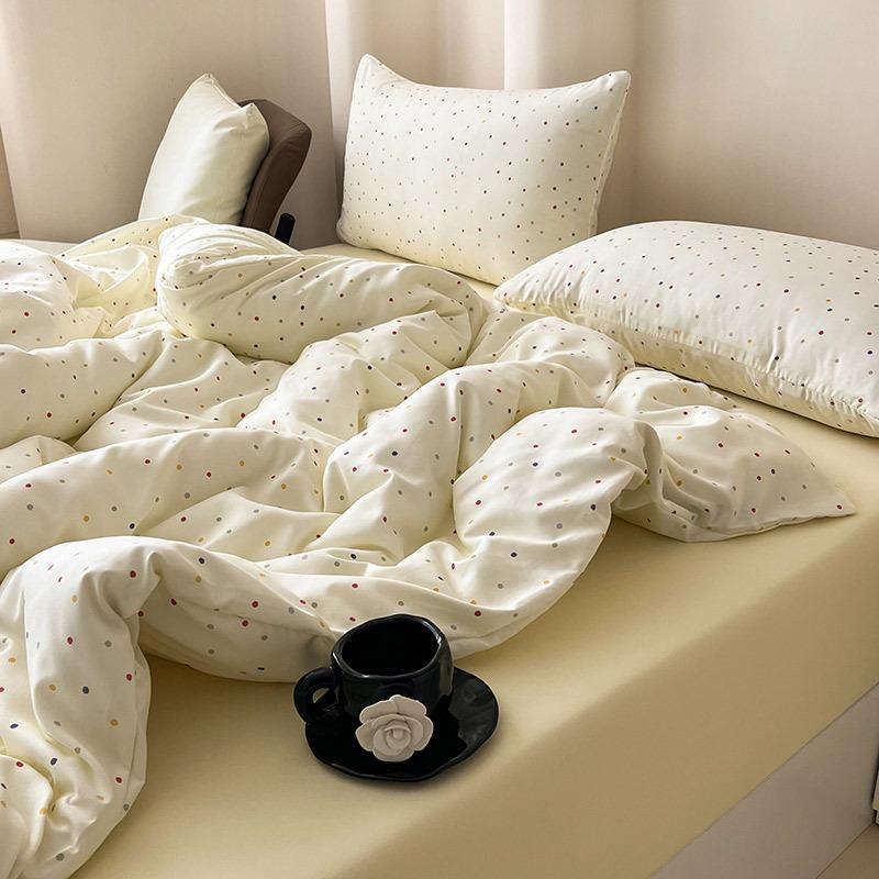 A类双层纱针织棉四件套床上用品被罩4件套被套床单学生宿舍三件套