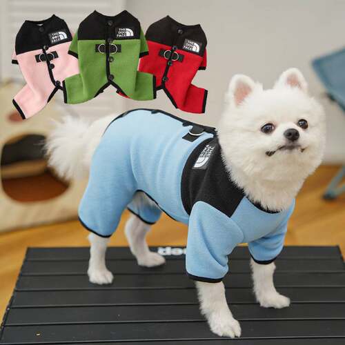 宠物狗狗衣服猫咪用品新款秋冬摇粒绒保暖四脚绒衣可牵引泰迪比熊