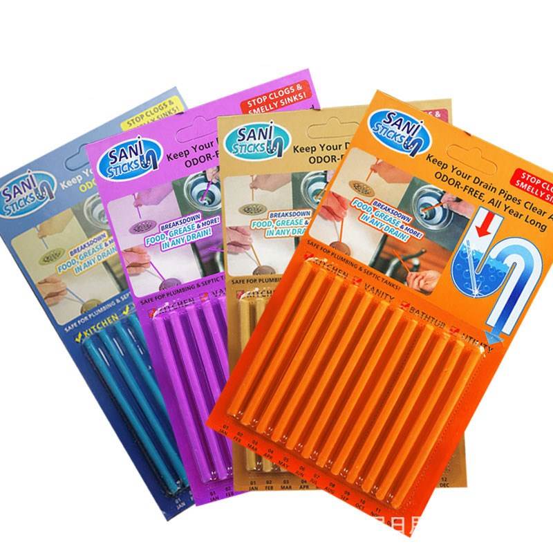 12PCS/Pack Sani Sticks Sink and DrFain Cleaner Bathtub Decon