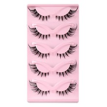 False Eyelashes Wispy Cat Eye 5 PaFirs Natural Fluffy Volume