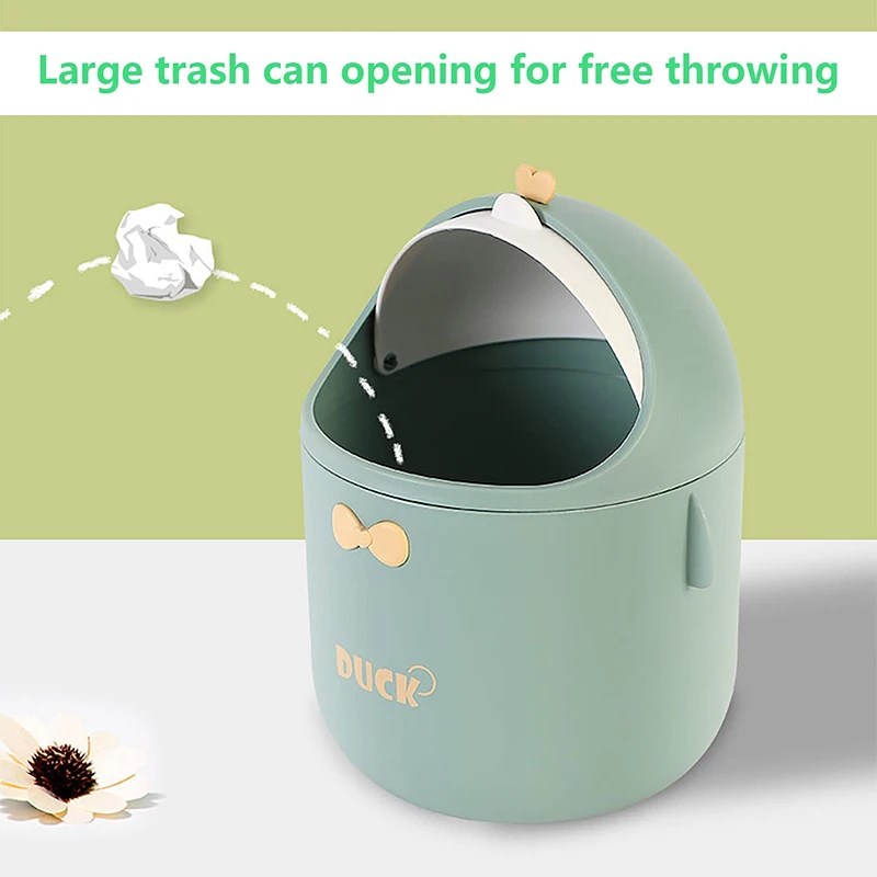 Mini Desktop Trash Can With Lid Portable CuPte Cartoon Trash