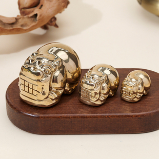 纯铜貔裘招财好运吸金原矿打磨抛光天然黄铜矿把玩桌面办公室摆件