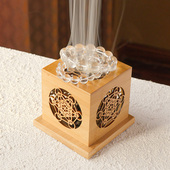 水晶能量净化盒秘鲁圣木香薰炉楠竹镂空燃烧器皿鼠尾草香炉摆件