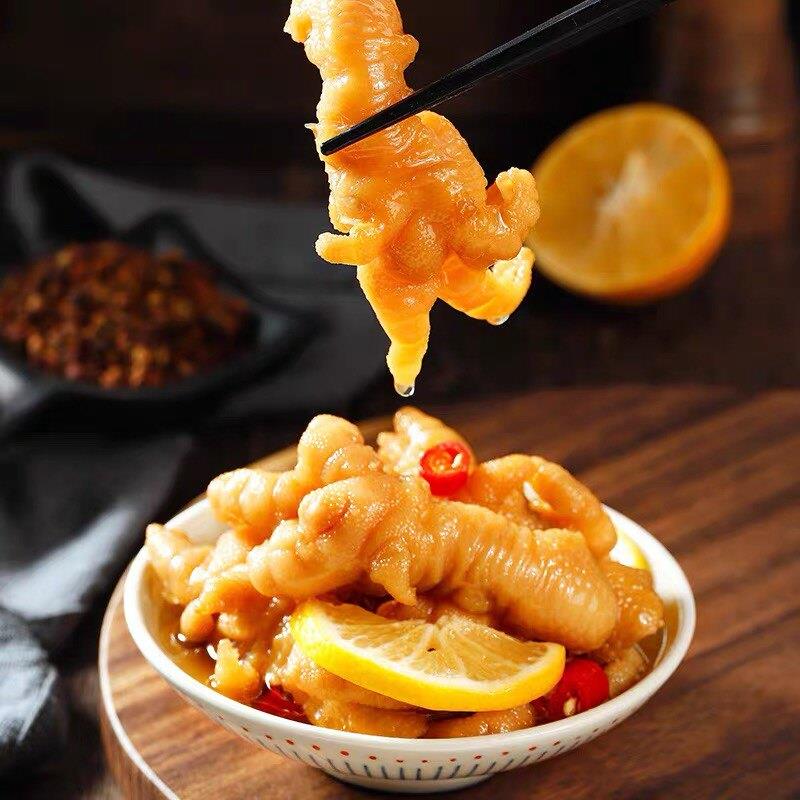 柠檬酸辣无骨鸡爪脱骨凤爪卤味美食泡椒味去骨鸡爪子休闲零食小吃