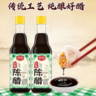 新日期厨邦0添加镇江陈醋420ml玻璃瓶装家用食用醋小瓶零添加官方