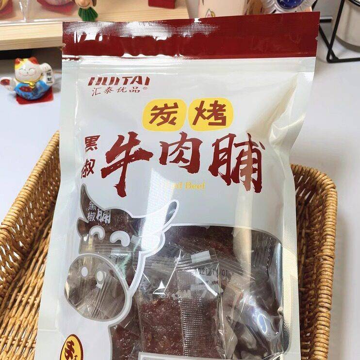 碳烤黑椒牛肉脯手撕风干牛肉潮汕特产肉质紧实有嚼劲168g独立包装