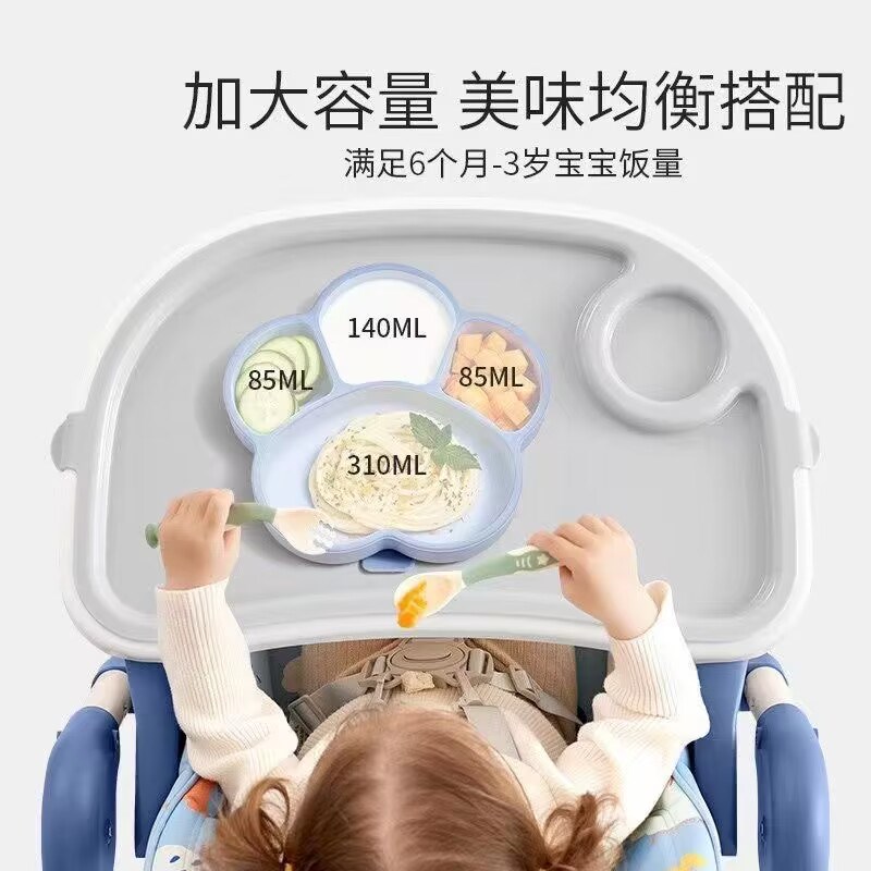 宝宝餐盘婴儿辅食分格吸盘一体式儿童学吃饭吸管碗勺餐具套餐