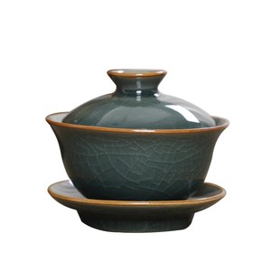 可养开片哥窑三才盖碗功夫茶具茶碗家用泡茶器带盖不烫手茶杯