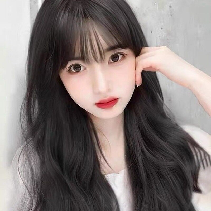 假发新款潮流自然逼真蓬松大波浪长卷发2023新款空气刘海全头套式