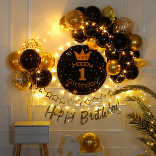 生日快乐布置装饰场景一周岁背景墙男女孩儿童网红色宝宝百天气球