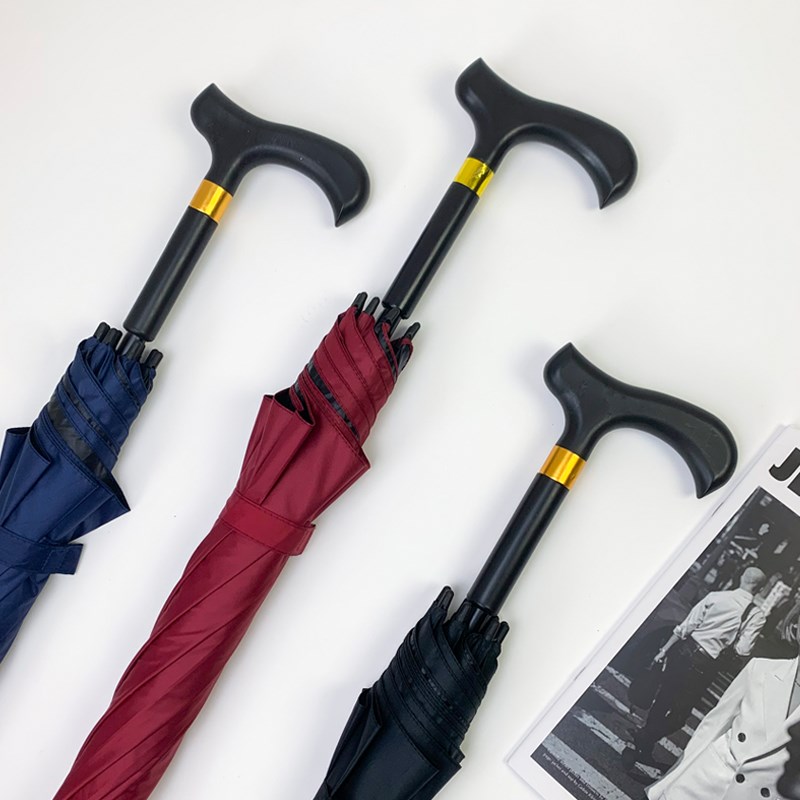老人防滑双骨长柄雨伞多功能创意拐杖伞超大双人晴雨两用雨伞男款