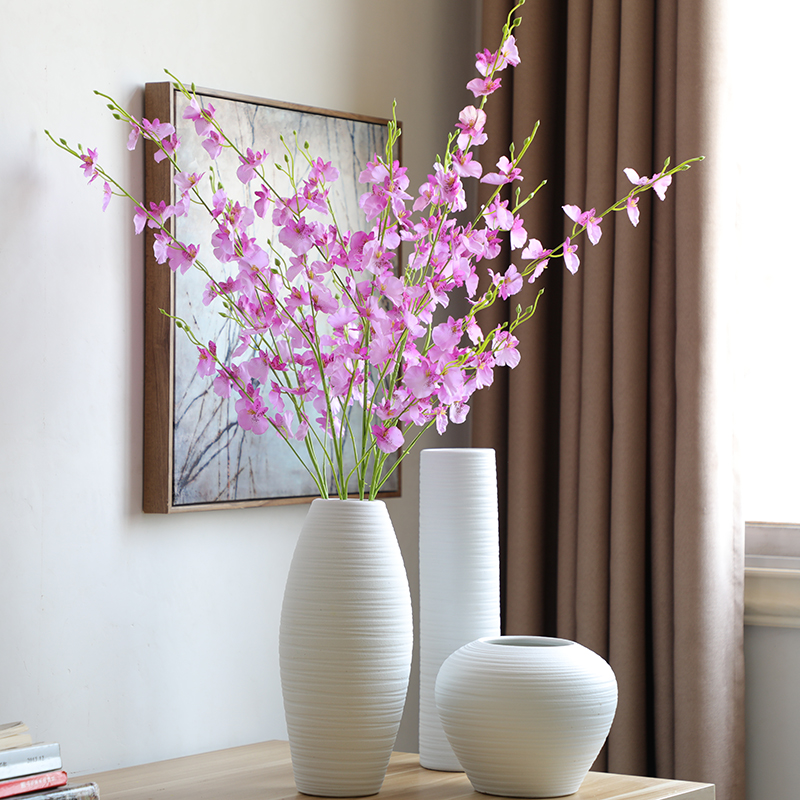 景德镇陶瓷干花花瓶现代时尚小清新餐桌花器白色客厅家居饰品摆件