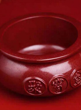 聚宝盆摆件朱砂客厅玄关装饰品办公室乔迁礼品稳定桌面朋友同事