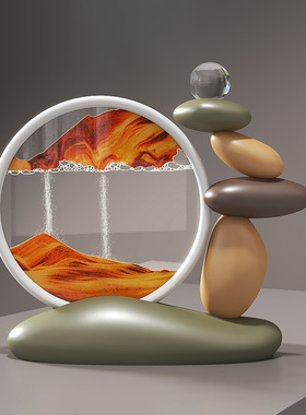 时来运转摆件流沙画高级感客厅电视柜玄关软装饰品轻奢办公室