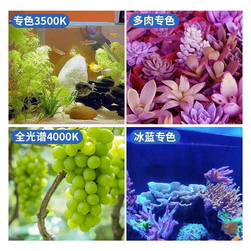 led全光谱植物补光灯cob聚光射灯灯泡e27螺口鱼缸爆藻多肉生长灯