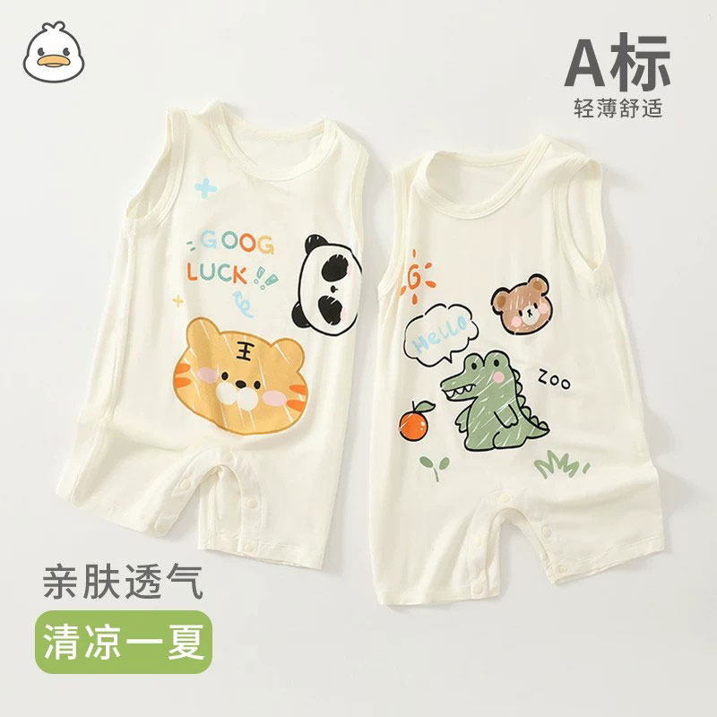 婴儿连体衣无袖夏季薄款图片